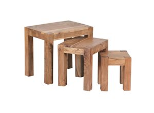 4251745763170 - Holz Satztisch Set NAKO 3-teilig Landhaus-Stil Massivholz platzsparend 45x50x36 cm 37x38x30 cm 30x25x25 cm