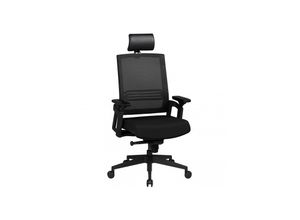 4251745763866 - Chefsessel Lisse Ergonomischer Bürostuhl Netzrückenlehne verstellbare Kopfstütze Stoffbezug Nylon-Fußkreuz