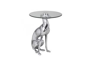 4251745765020 - Windhund Skulptur Deko Beistelltisch Aluminium Glas - Handgefertigt Einzigartig