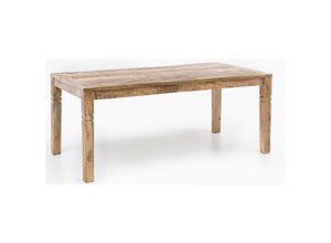 4251745765662 - Rustikaler Mango-Holz Esstisch 120 cm Landhaus-Stil - Stilvoll mit Schnitzereien