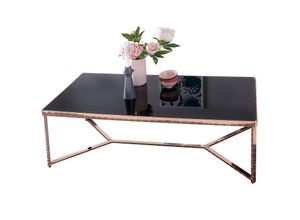 4251745765990 - Glas und Kupfer Couchtisch großflächige Tischplatte 120x60x40 cm stilvoll für Wohnzimmer