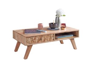 4251745766522 - Moderner Landhaus-Stil Couchtisch massives Holz Schublade Ablagefach 95x35x50 cm