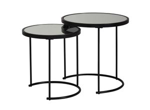 4251745767703 - Edles Beistelltisch Set mit Glasplatten modernes Design schwarzer Farbton 50x505x50 cm und 42x455x42 cm