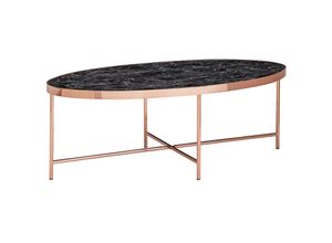 4251745767758 - Luxuriöser Schwarzer Marmor-Ovalcouchtisch modernes Wohnzimmermöbel Kupferbeine 110x56 cm