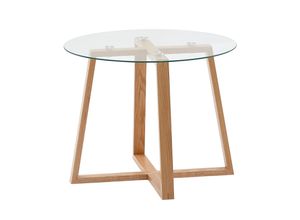 4251745781617 - Massiver Eiche-Glas Couchtisch Modernes Design Überkreuztes Gestell