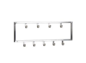 4251745781907 - Wandgarderobe aus poliertem Stahl in Silber Platzsparendes stilvolles Wohnaccessoire