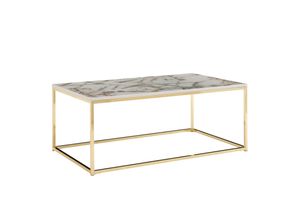 4251745799971 - Couchtisch in Marmor-Optik mit Metallbeine rechteckig 100x60x40 cm - Serie MARBRIX