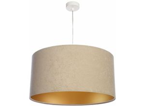 4251756301170 - Licht-erlebnisse - Hängelampe E27 ø 50 cm Creme Gold Stoff Retro Hängeleuchte Esszimmer Esstisch - Weiß Beige Gold 4251756301170 - Licht-erlebnisse - Hängelampe E27 ø 50 cm Creme Gold Stoff Retro Hängeleuchte Esszimmer Esstisch - Weiß Beige Gold