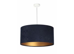 4251756302979 - Licht-erlebnisse - Pendelleuchte Blau Gold Stoffschirm 50 cm rund Velours Optik Wohnzimmer Schlafzimmer - Weiß Nachtblau Gold