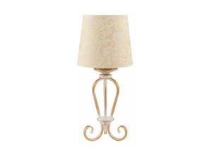 4251756308728 - Licht-erlebnisse - Tischlampe E27 45 cm Gold Stoff Metall Klassisch Nachttischleuchte - Shabby Gold Ecru glänzend