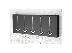 4251756310608 - Licht-erlebnisse - Design Kleiderhaken Flur 5 Pfeile Push Funktion 45 x 20 cm Schwarz Weiß Kleiderhaken Wandgarderobe - SchwarzWeiß