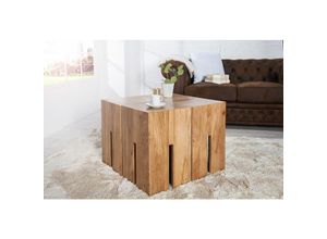 4251756311346 - Licht-erlebnisse - Beistelltisch Holz massiv eckig 30 x 45 x 30 cm Holzblock Couchtisch Ablage Wohnzimmer - Natur