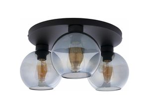 4251756314583 - Deckenlampe Glas in Graphit 3xE27 Leuchte KALETE - Schwarz Graphit