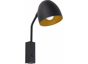 4251756317249 - Licht-erlebnisse - Wandlampe sare in Schwarz Gold Wohnzimmer Leuchte - Schwarz Gold