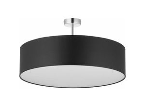 4251756317805 - Licht-erlebnisse - Deckenleuchte Schwarz Chrom Ø60cm Wohnzimmer Lampe - Chrom Schwarz