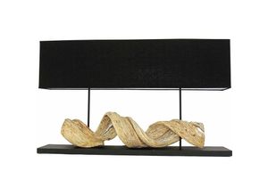 4251756318239 - Licht-erlebnisse - Nachttischlampe E27 60 cm Schwarz Natur Stoff Treibholz Modern Tischlampe - Holz (Natur) Schwarz