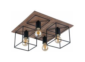 4251756329136 - Licht-erlebnisse - Deckenlampe Braun 4-flmg Wohnzimmer Leuchte coba - Braun Schwarz