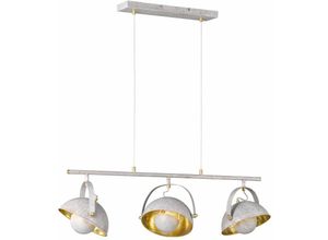 4251756332440 - Licht-erlebnisse - Pendelleuchte Esszimmer Weiß Gold Retro Design verstellbar 3x E14 Hängelampe - Beton-Optik Gold