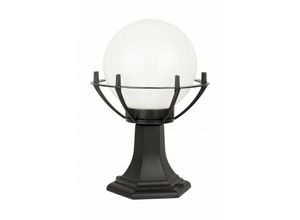 4251756343873 - Licht-erlebnisse - Stehlampe außen Hof Haus IP43 Weiß Schwarz E27 39 cm Metall Vintage Wegeleuchte - Schwarz Weiß