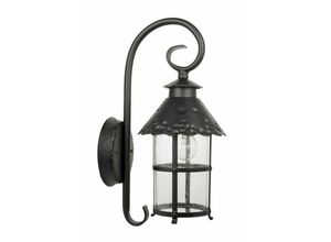 4251756345549 - Licht-erlebnisse - Außenwandleuchte Garten Haus IP23 Schwarz E27 Glas Metall Rustikal Wandlampe - Schwarz