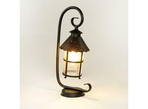 4251756345556 - Licht-erlebnisse - Wegeleuchte Schwarz IP23 E27 54 cm Glas Metall Rustikal Stehlampe außen Hof - Schwarz