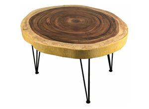 4251756348489 - Licht-erlebnisse - Couchtisch Holz Unikat Baumscheibe Hairpin Legs Baumkante Kaffeetisch - Natur Holz