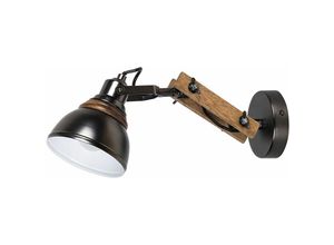 4251756353681 - Licht-erlebnisse - Wandlampe verstellbar E14 Metall Holz Industrial zum Lesen Wandleuchte - Buche Anthrazit