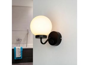 4251756362751 - Licht-erlebnisse - Schwarze Wandlampe mit Schalter IP44 Kugelschirm - Schwarz Weiß