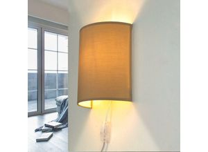 4251756365349 - Licht-erlebnisse - Wandlampe mit Kabel Schalter Kaffeebraun Stoff alice - Kaffeebraun