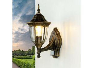 4251756372101 - Licht-erlebnisse - Außenleuchte mit Bewegungsmelder milano in Gold Antik - Gold Antik