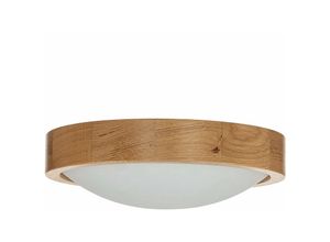 4251756372781 - Licht-erlebnisse - Deckenlampe rund Holz Glas Schirm Ø27cm Wohnzimmer - Eiche