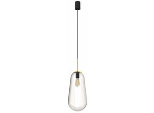 4251756378394 - Licht-erlebnisse - Pendelleuchte Glas elegant E27 Küche Esstisch Lampe - Schwarz Transparent