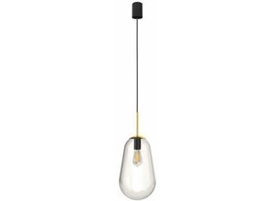 4251756378400 - Licht-erlebnisse - Hängeleuchte Glas elegant E27 Küche Esstisch Lampe - Schwarz Transparent