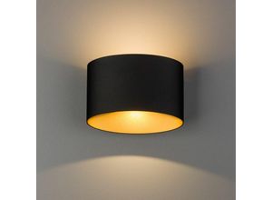 4251756378783 - Licht-erlebnisse - led Wandlampe außen Up Down Aluminium in Gold Schwarz IP54 - Schwarz Gold