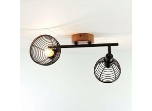 4251756379742 - Licht-erlebnisse - Spot Leuchte Retro Design Holz Metall 2x E14 wohnlich - Braun Schwarz