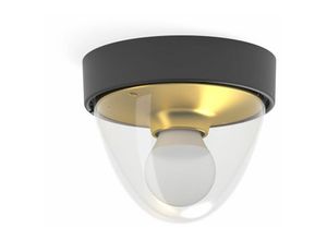 4251756383312 - Licht-erlebnisse - Deckenlampe mit Bewegungsmelder rund ø 18 cm klein IP44 Schwarz Gold Deckenleuchte Badlampe Badezimmerleuchte - Weiß Transparent