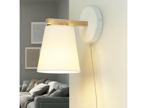 4251756394400 - Licht-erlebnisse - Wandleuchte mit Schalter Kabel Weiß Skandinavisch Bett Sofa Wandlampe - Holz Weiß