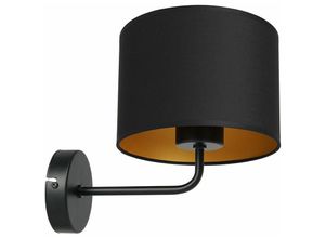 4251756395308 - Licht-erlebnisse - Wandleuchte Schwarz Gold E27 Stoff Metall Wandlampe Schlafzimmer Wohnzimmer - Schwarz Gold