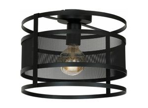 4251756396275 - Licht-erlebnisse - Deckenlampe rund ø 30 cm E27 Schwarz Metall Deckenleuchte - Schwarz