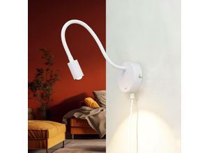 4251756396923 - Licht-erlebnisse - led Wandleuchte verstellbar Kabel Schalter Leselampe - Weiß