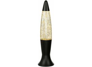 4251756397296 - Licht-erlebnisse - Lavalampe Schwarz Glitter 40 cm inkl Leuchtmittel Retro Tischleuchte roxy - Schwarz matt Gold Glitter