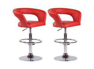 4251756436568 - - 2er Set Barhocker Jaen rot Kunstleder