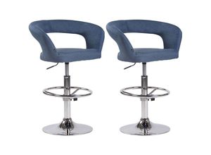 4251756436650 - - 2er Set Barhocker Jaen blau Stoff