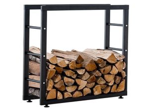 4251756439620 - - Kaminholzständer Keri V2 schwarz 25x100x80 cm
