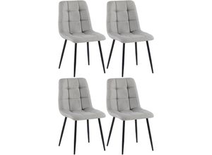 4251756455675 - 4er Set Esszimmerstuhl Tilde I Küchenstühle gepolstert mit gestepptem Bezug I Polsterstühle mit Metallgestell I Bis 150 kg belastbar