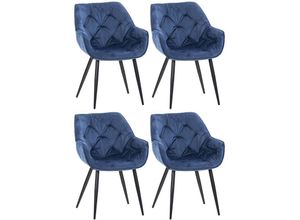 4251756457013 - - 4er Set Stuhl Tanna Samt blau