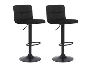 4251756458010 - 2er Set Barhocker Feni Samt höhenverstellbar mit Fußstütze Lehne & Metallgestell belastbar bis 150 kg