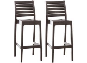 4251756466879 - 2er Set Outdoor-Barhocker Ares Mit Fußstütze I Stapelbare Tresenhocker In Rattan-Optik