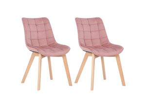 4251756467449 - 2er-Set Esszimmerstühle Passaic Samt ergonomisch gepolstert & gesteppt mit Bodenschonern bis 150 kg belastbar