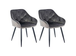 4251756470814 - 2er Set Esszimmerstühle Cassis Samtbezug I Gesteppte Polsterstühle mit Rückenlehnen I Stabile Küchenstühle mit Bodenschonern